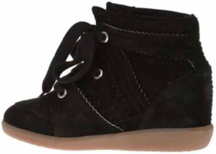 Isabel Marant Étoile Geperforeerde Suède Sleehak Sneaker Black Dames
