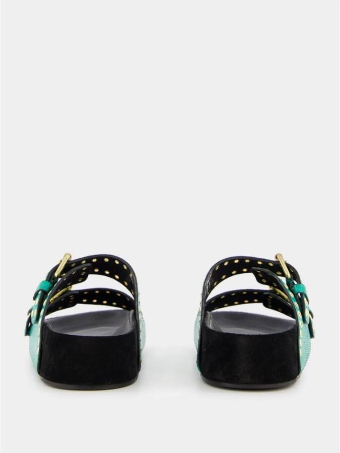 Isabel Marant Groene Leren Versierde Sandalen
