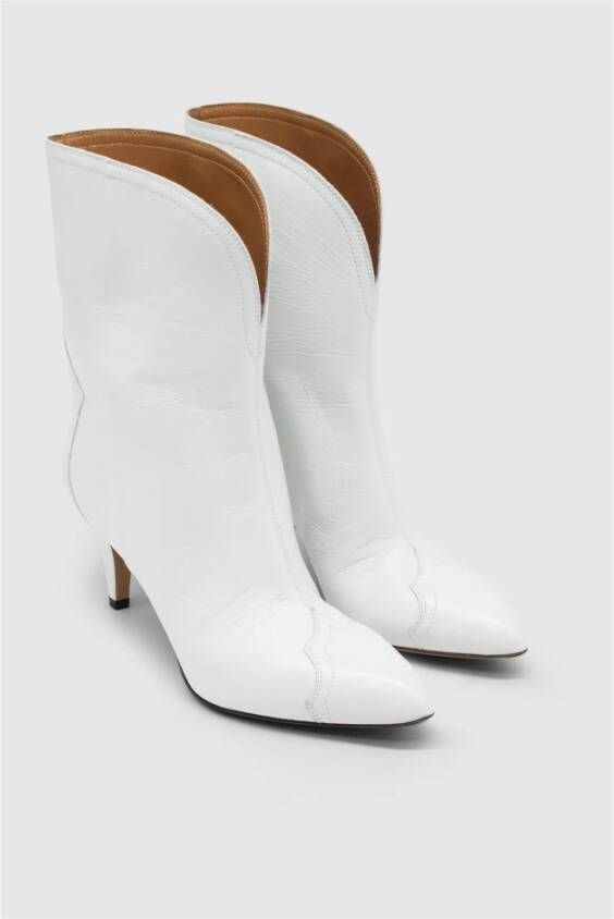 Isabel marant Witte Leren Hoge Hakken Laarzen White Dames Schoenen