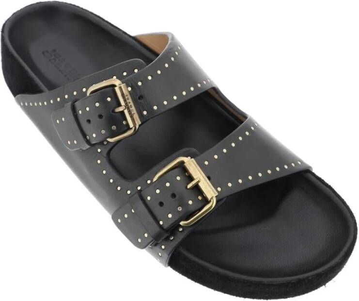 Isabel marant Leren Slides met Verstelbare Bandjes Black Dames