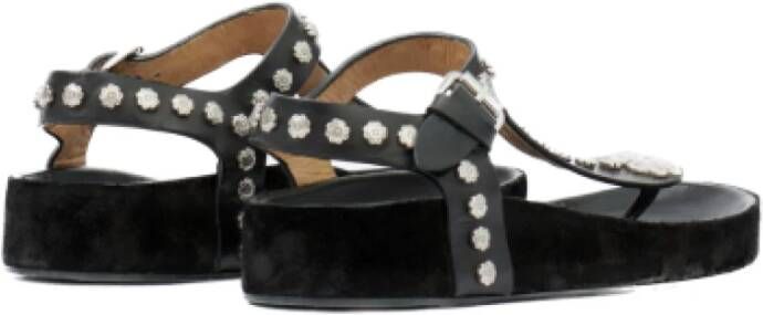 Isabel marant Studded Leather Flat Sandals Zwart Zilver Black Dames