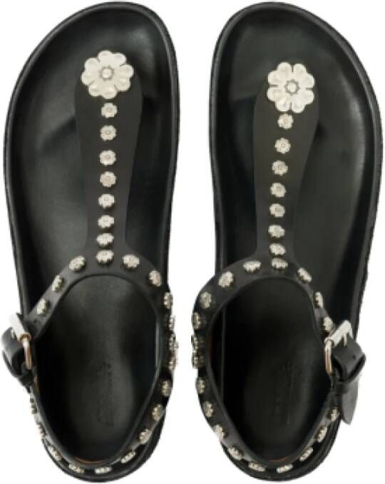 Isabel marant Studded Leather Flat Sandals Zwart Zilver Black Dames