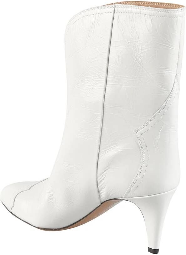 Isabel marant Witte Leren Enkellaarzen White Dames