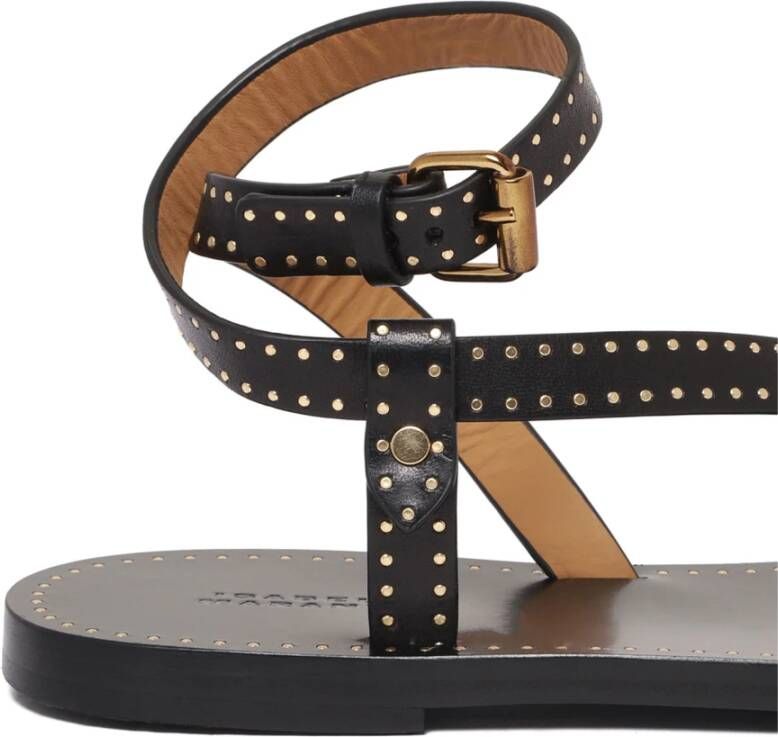 Isabel Marant Zwarte Jopee Leren Sandalen met Gouden Studs