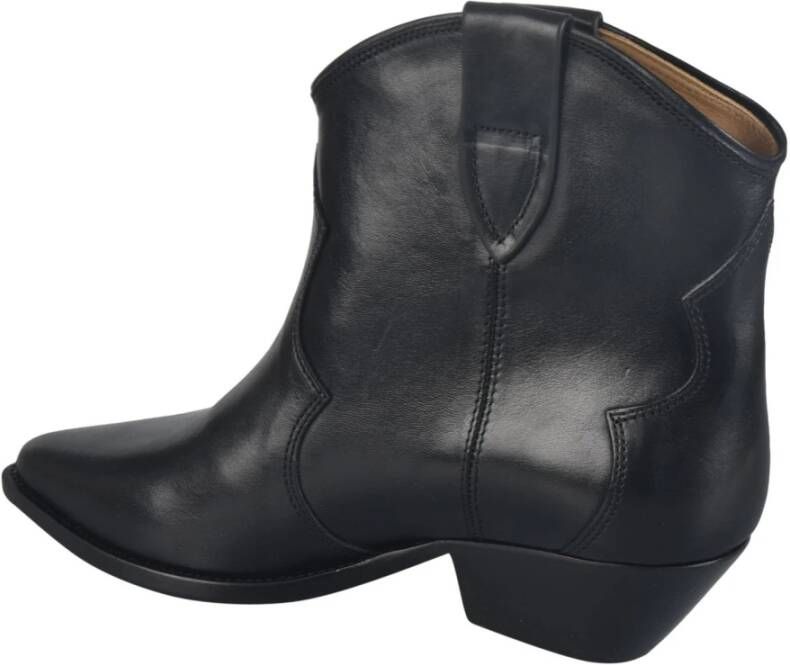 Isabel marant Zwarte Leren Enkellaarsjes met Puntige Neus Black Dames