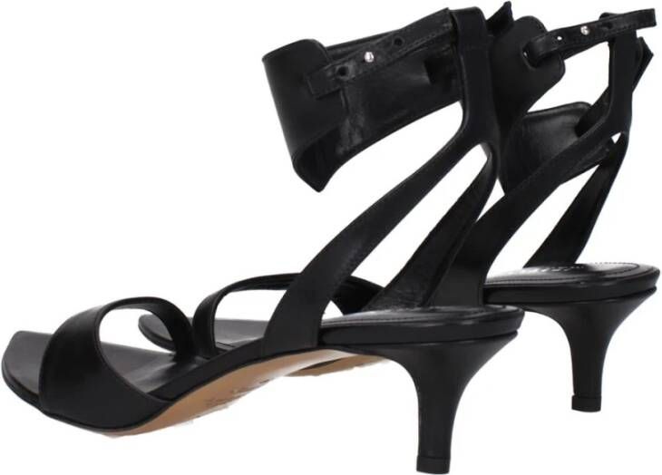 Isabel Marant Zwarte Leren Middelhak Sandalen
