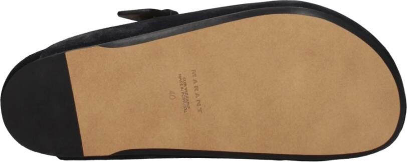Isabel Marant Zwarte Leren Slof met Zijdetail