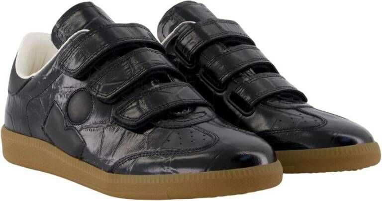 Isabel Marant Zwarte Leren Sneakers Krokodilreliëf Stijl