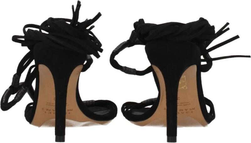 Isabel Marant Zwarte Leren Stiletto Hakken Sandalen