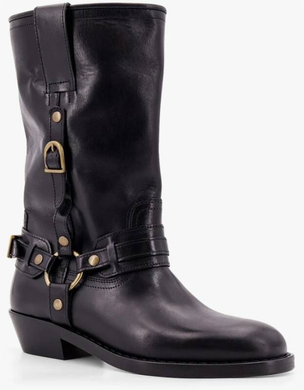 Isabel Marant Zwarte Leren Studs Enkellaarzen
