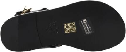 Isabel Marant Zwarte leren teenslipper met studs