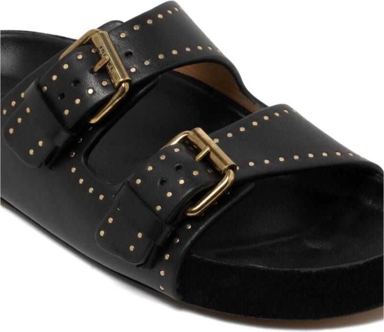 Isabel Marant Zwarte Studs Leren Gesp Sandalen