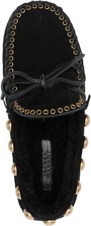 Isabel Marant Zwarte Suède Leren Stud Mocassins