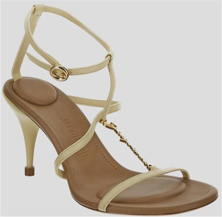 Jacquemus Luxe Leren Hoge Hak Sandalen Beige Dames