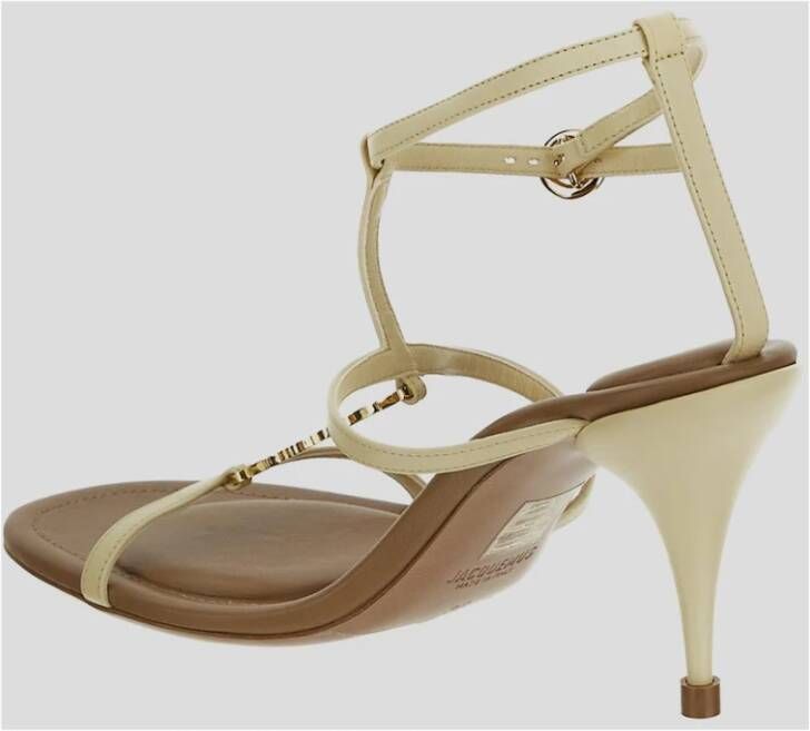 Jacquemus Luxe Leren Hoge Hak Sandalen Beige Dames