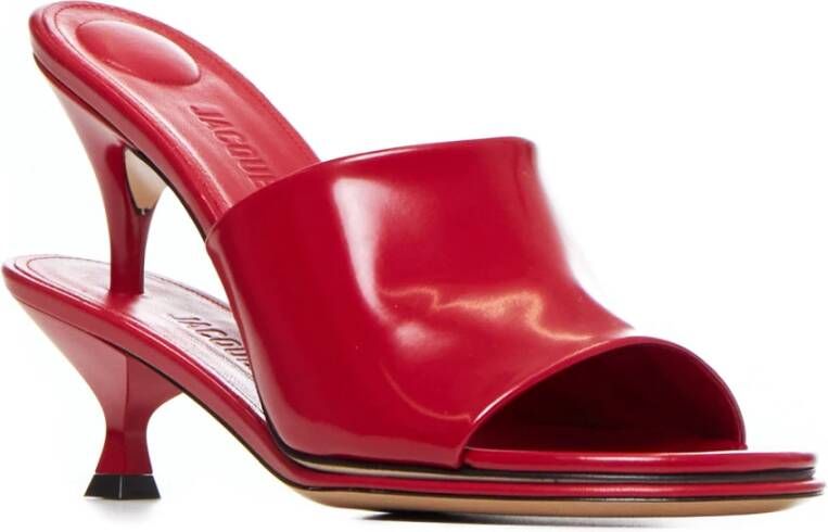Jacquemus Rode Leren Dubbele Hak Sandalen Red Dames