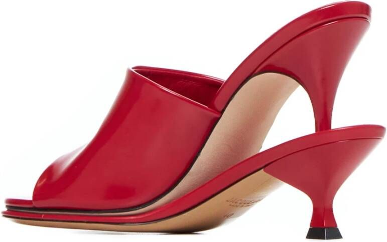 Jacquemus Rode Leren Dubbele Hak Sandalen Red Dames
