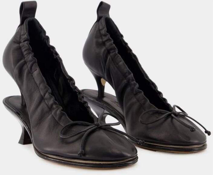 Jacquemus Zwarte Leren Ballerina Pumps Black Dames