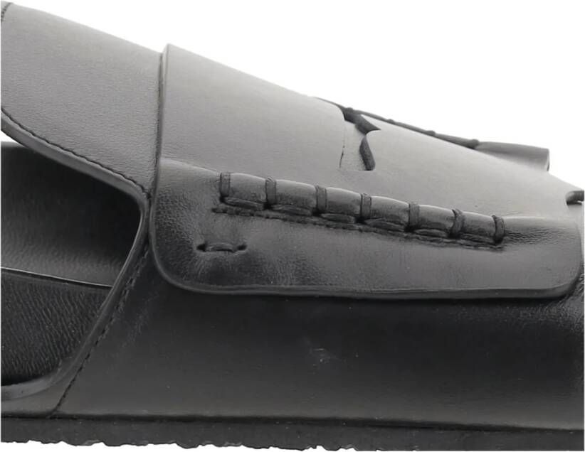 Jacquemus Zwarte leren platte sandalen