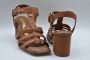 Janet & Janet Bruin Leren Hoge Hak Sandalen - Thumbnail 2