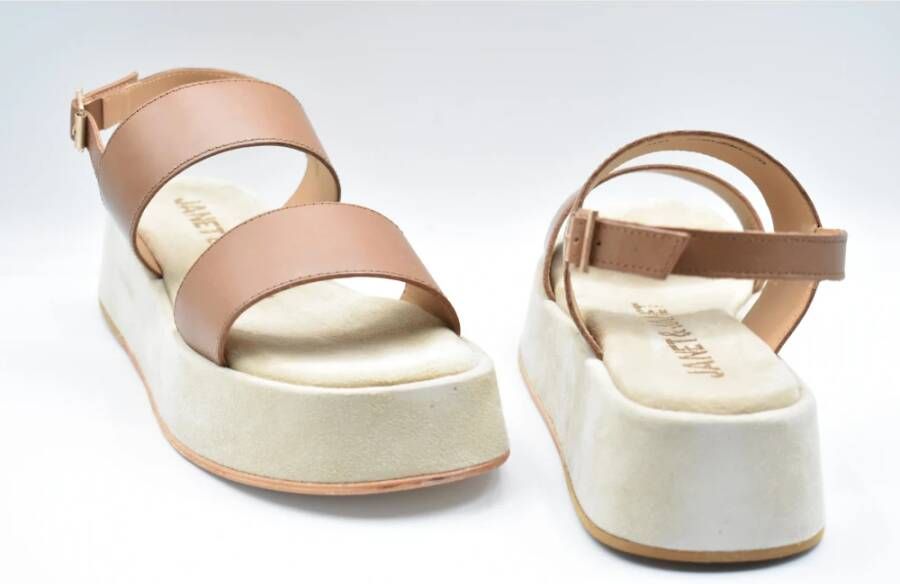 Janet & Janet Bruine leren platte schoenen