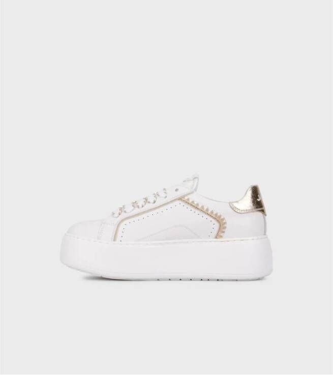 Janet & Janet Wit Goud Leren Sneakers met Luxe Inzet