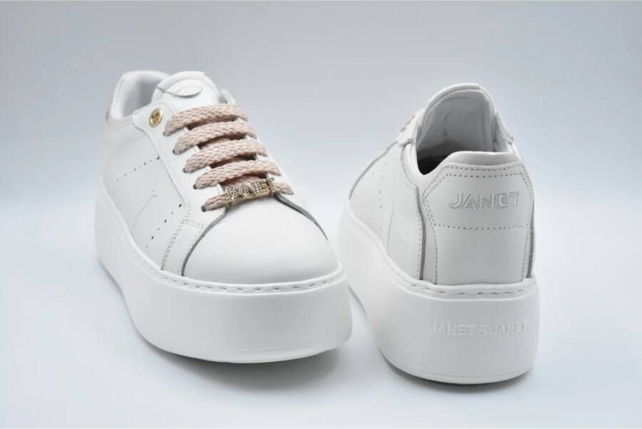 Janet & Janet Witte Roze Veterschoenen Elegante Stijl