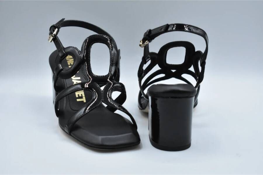 Janet & Janet Zwarte Kant Sandalen Elegante Stijl