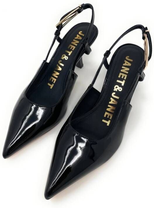 Janet & Janet Zwarte Slingback Pumps van Lakleer