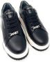 Janet & Janet Zwarte leren sneakers met strass-logo - Thumbnail 2