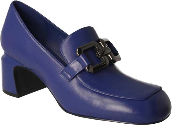 Jeannot Blauwe leren damesloafer met kettingdetail Blauw Dames