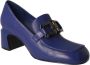 Jeannot Blauwe leren damesloafer met kettingdetail Blauw Dames - Thumbnail 2