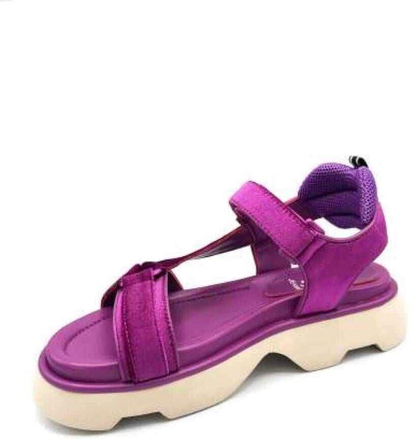 Jeannot Fluweel sandaal met klittenbandsluiting Purple Dames
