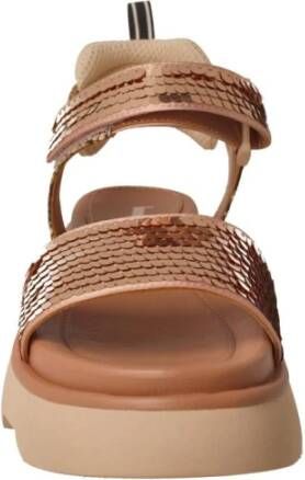 Jeannot Roze paillet sandalen met klittenbandsluiting Pink Dames