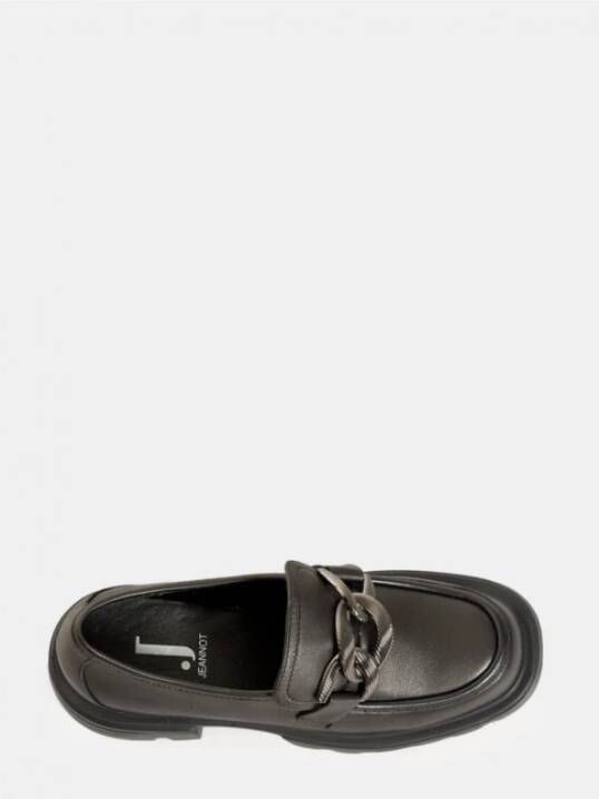 Jeannot Zwarte leren mocassin met kettingdetail