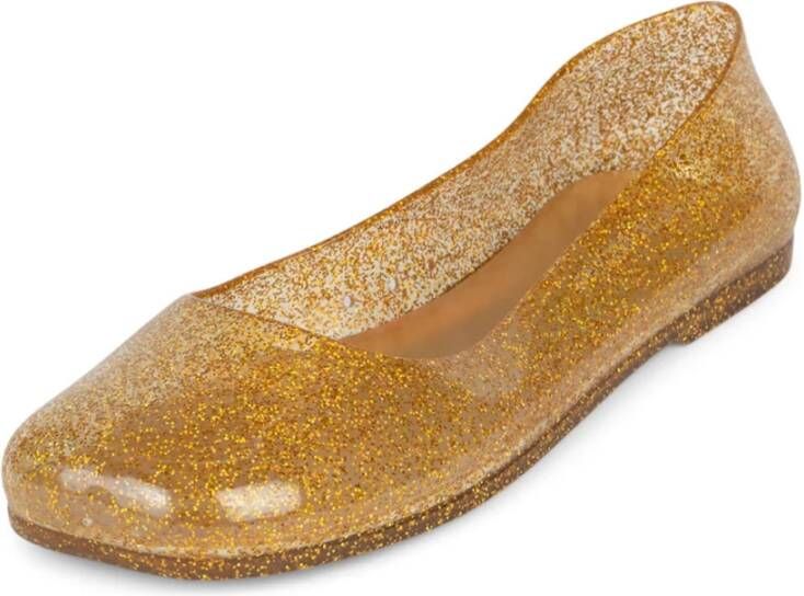 Jeffrey Campbell Gouden Glitter Vierkante Neus Platte Schoenen Yellow Dames