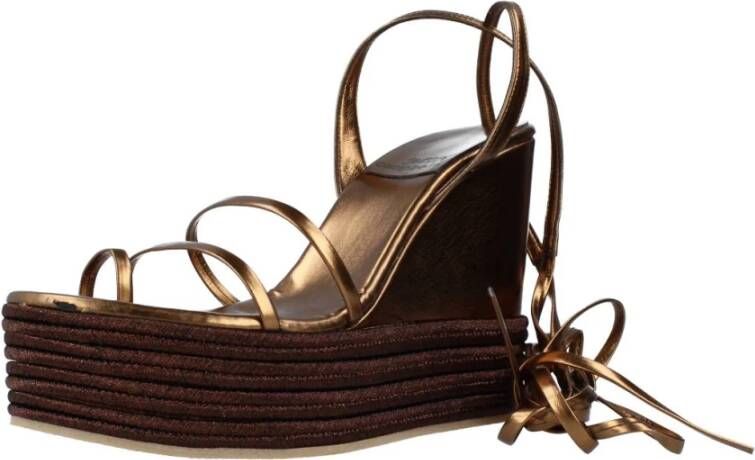 Jeffrey Campbell Gelaagde Wig Sandalen Brown Dames