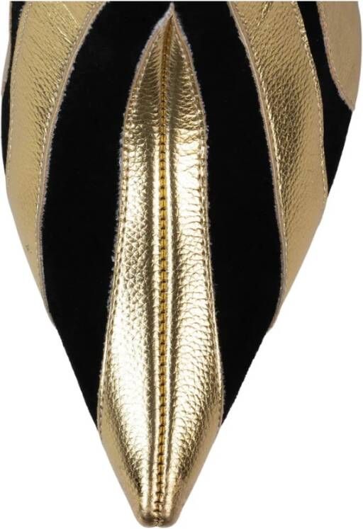 Jeffrey Campbell Zwarte en Gouden Ongetemde Laarzen