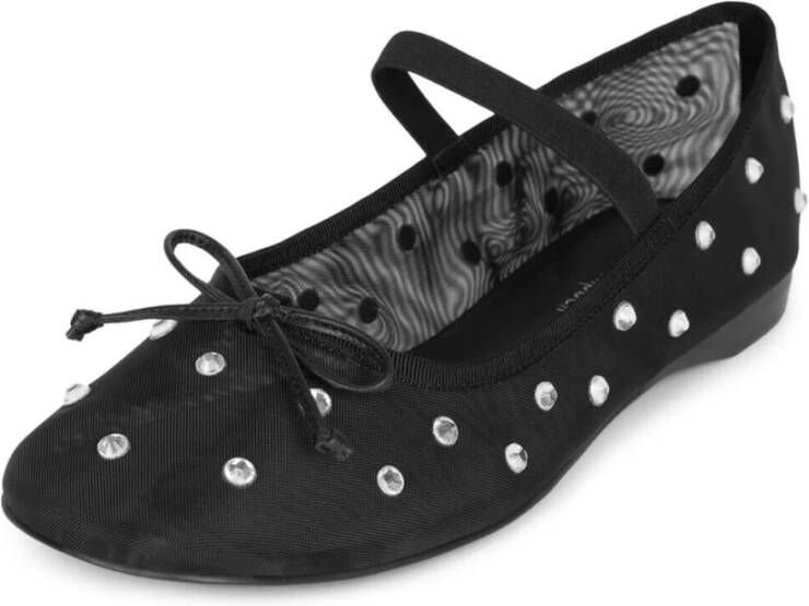 Jeffrey Campbell Zwarte Mesh Ballet Flats met Strass Black Dames