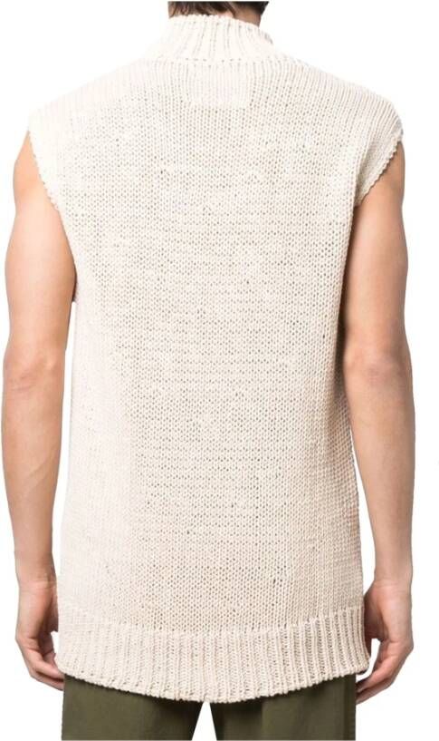 Jil Sander Beige Slogan Print Vest Pullover