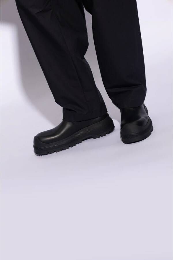 Jil Sander Chelsea laarzen met logo Black Heren