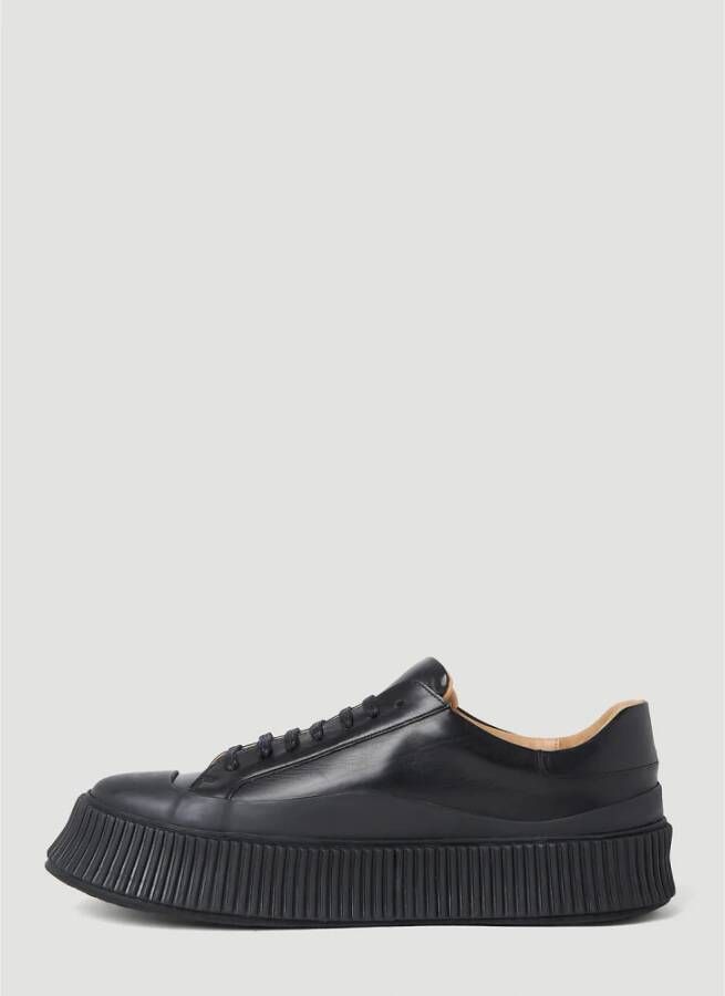 Jil Sander Chunky Lage Sneakers van Leer Zwart Heren