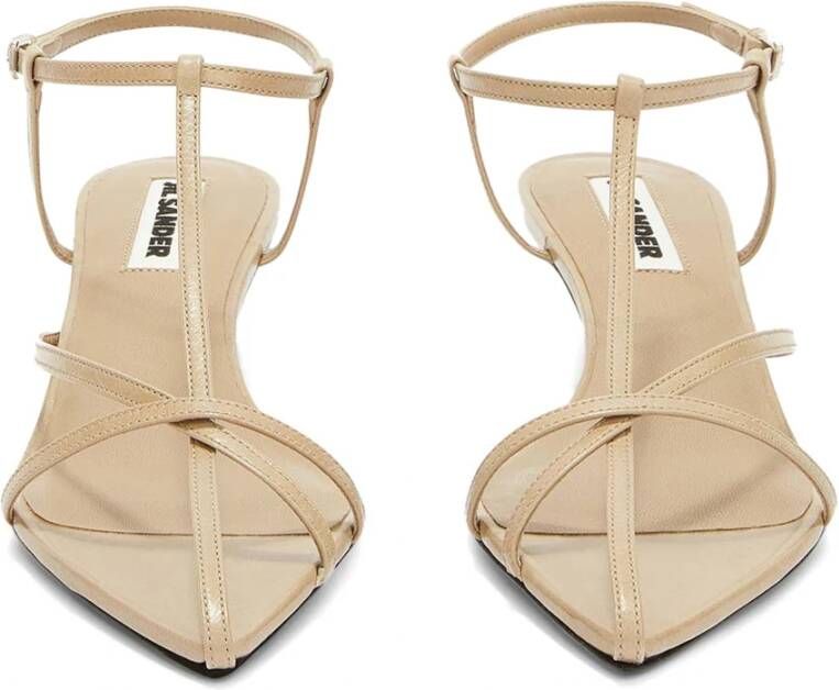 Jil Sander Donkere Sandaal Kooi Stijl Beige Dames