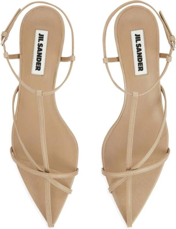 Jil Sander Donkere Sandaal Kooi Stijl Beige Dames