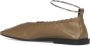 Jil Sander Groene Leren Platte Schoenen met Enkelbandje - Thumbnail 2