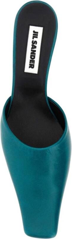 Jil Sander Verhoog je stijl met Teal Green Leren Muiltjes Blauw Dames