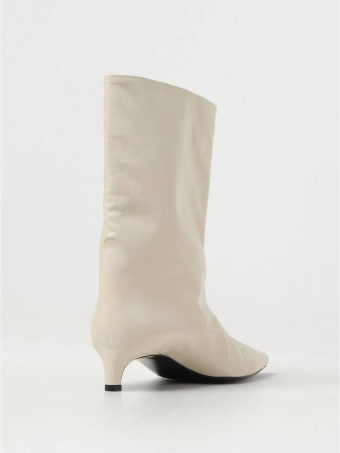 Jil Sander Ivory Kitten Heel Enkellaarsjes