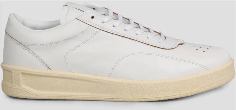 Jil Sander Lage Top Sneakers van Premium Leer White Heren