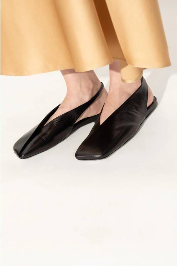 Jil Sander Leren ballet flats Zwart Dames