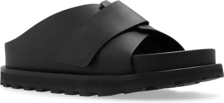 Jil Sander Leren slides Black Dames